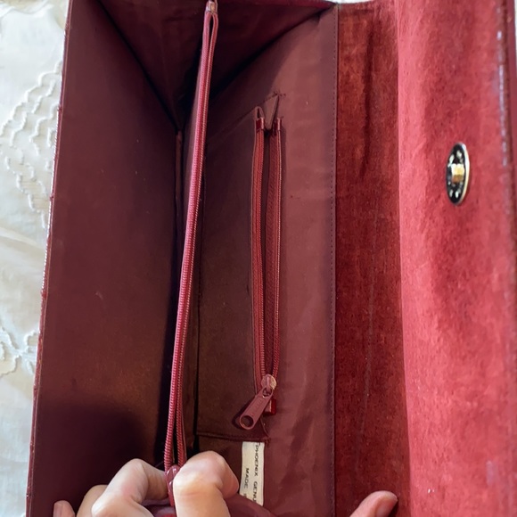 Vintage eel skin leather purse shoulder clutch red - Picture 3 of 15